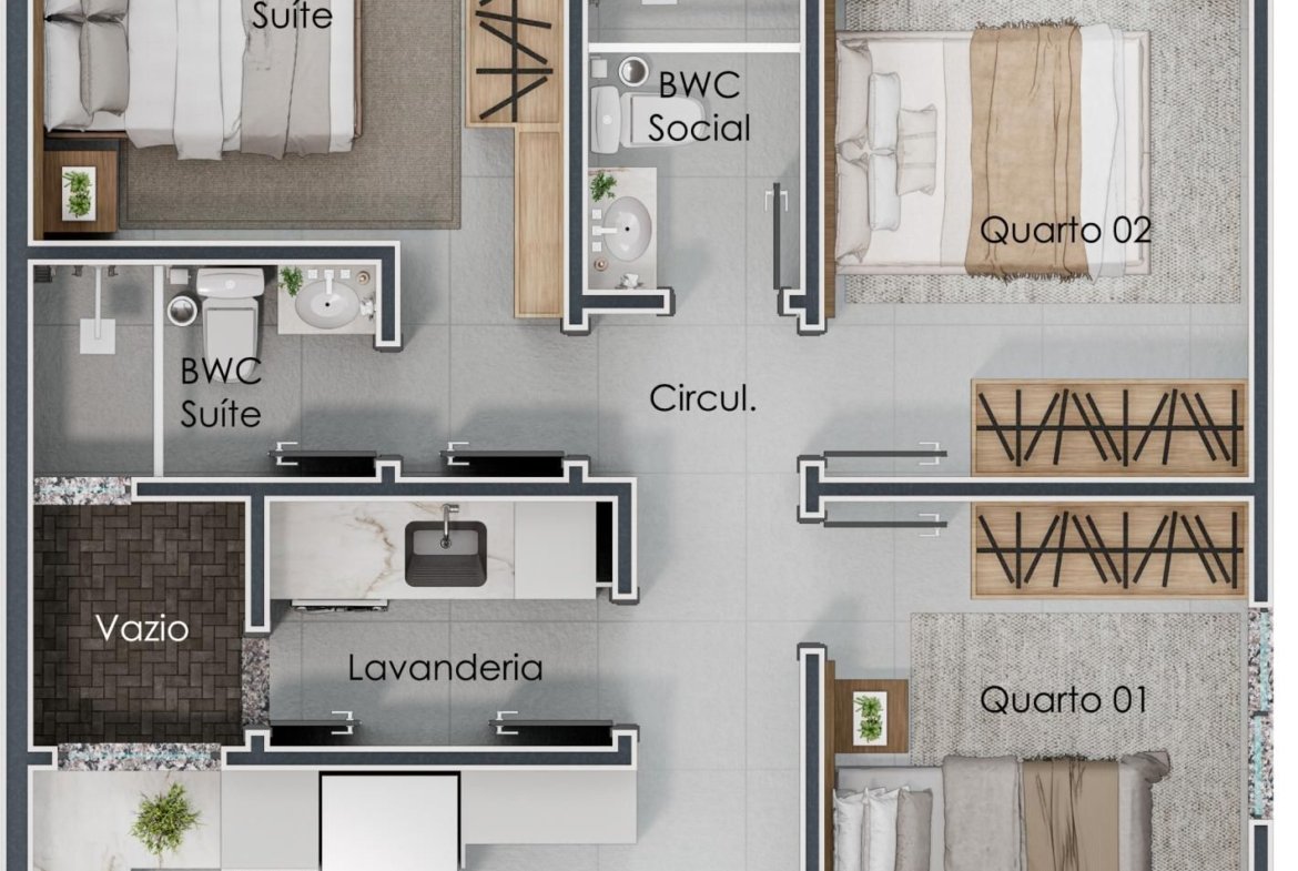 Apartamento com 3 quartos